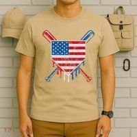 Baseball Bat Drip Ice Cream Patriotic American Flag Drip T-Shirt thumb 6