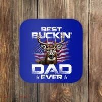 Best Buckin Dad Ever Usa Flag Deer Hunting FatherS Day Great Gift Coaster thumb 0