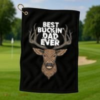 Best Buckin Dad Ever Buck And Deer Hunting FatherS Day Gift Golf Towel thumb 1