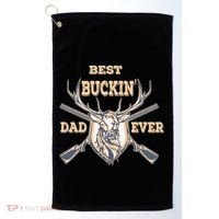 Best Buckin Dad Ever Funny Hunting Father Gift Golf Towel thumb 0