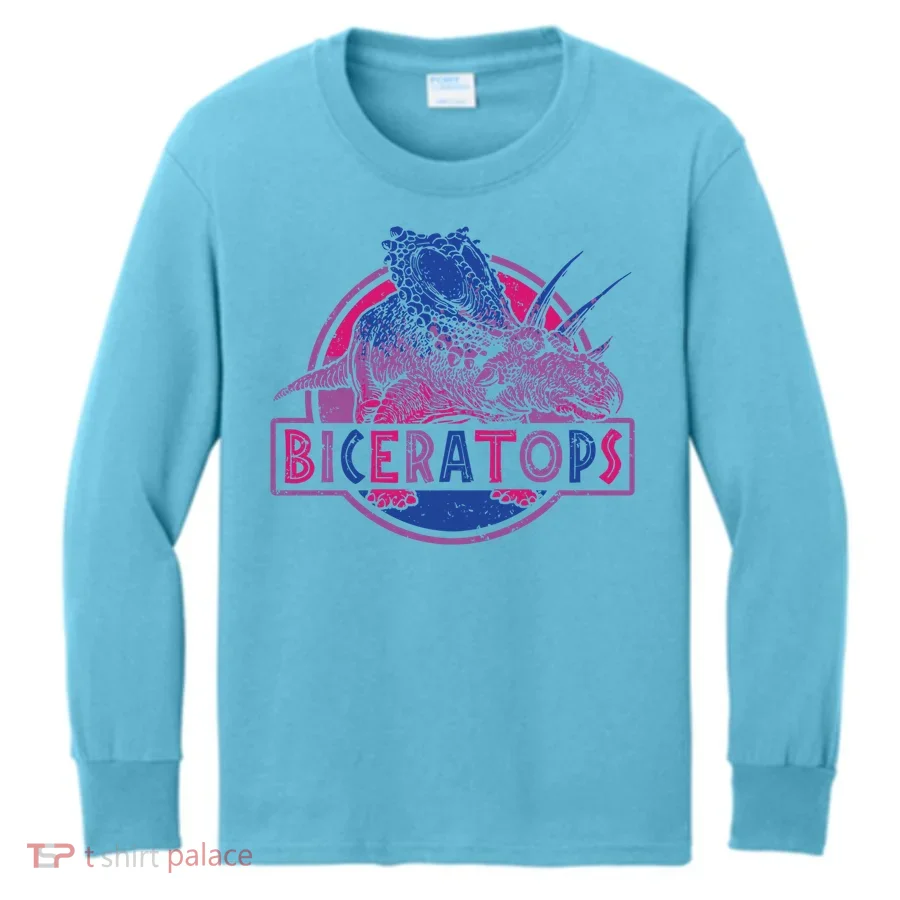 Biceratops Bisexual Dinosaur Lgbt Pride Funny Gift Kids Long Sleeve Shirt