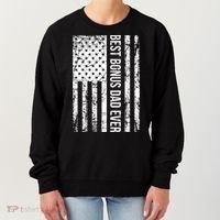 Best Bonus Dad Ever For Stepdad American Flag Dad Funny Gift Women's Sweatshirt thumb 0