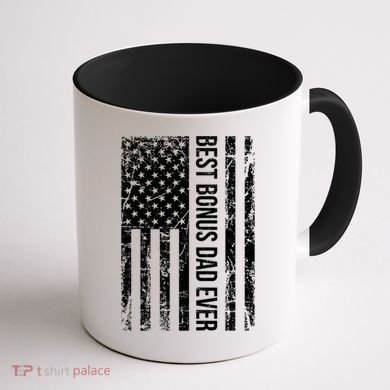 Best Bonus Dad Ever For Stepdad American Flag Dad Funny Gift Coffee Mug back