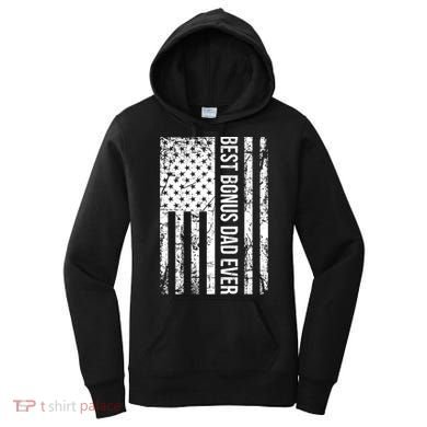 Best Bonus Dad Ever For Stepdad American Flag Dad Funny Gift Women's Hoodie