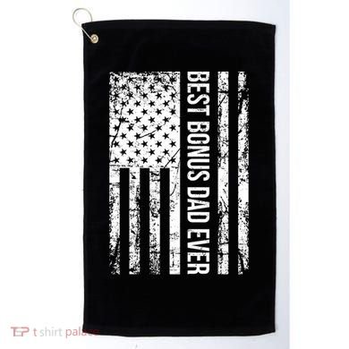 Best Bonus Dad Ever For Stepdad American Flag Dad Funny Gift Golf Towel