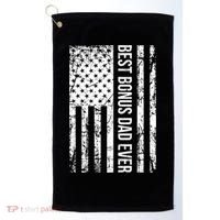 Best Bonus Dad Ever For Stepdad American Flag Dad Funny Gift Golf Towel thumb 0