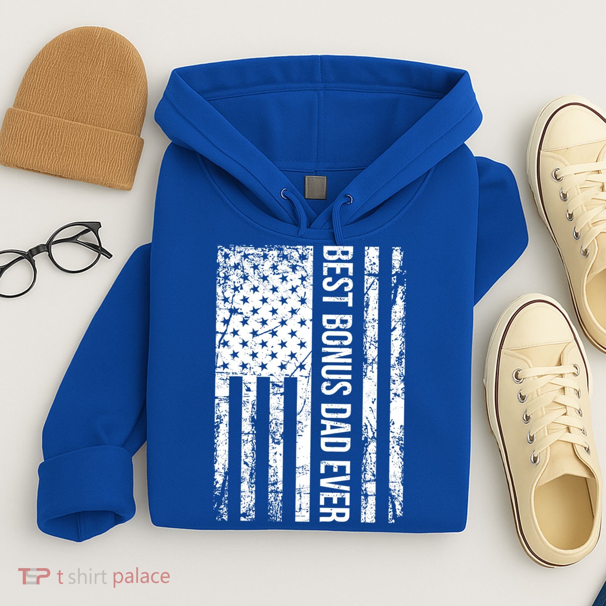 Best Bonus Dad Ever For Stepdad American Flag Dad Funny Gift Hoodie