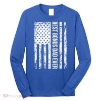 Best Bonus Dad Ever For Stepdad American Flag Dad Funny Gift Long Sleeve Shirt thumb 0