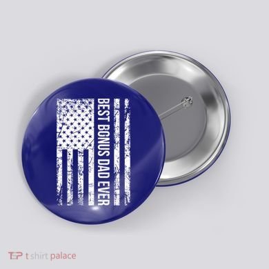 Best Bonus Dad Ever For Stepdad American Flag Dad Funny Gift Button
