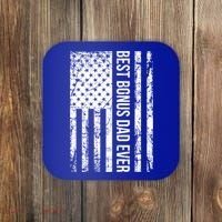 Best Bonus Dad Ever For Stepdad American Flag Dad Funny Gift Coaster thumb 0