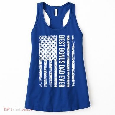 Best Bonus Dad Ever For Stepdad American Flag Dad Funny Gift Women's Tank Top