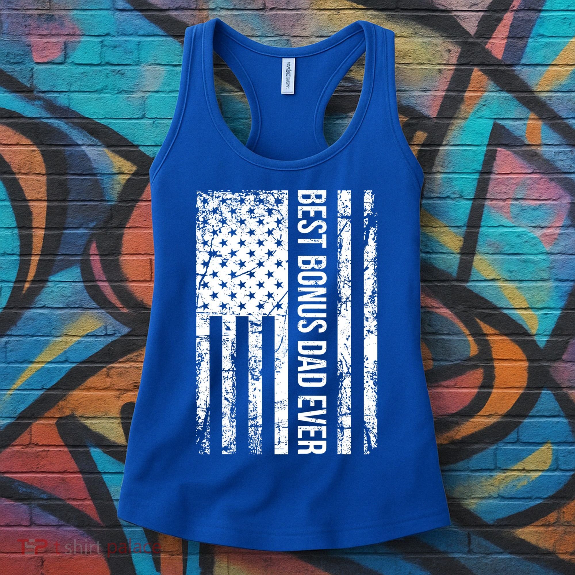 Best Bonus Dad Ever For Stepdad American Flag Dad Funny Gift Women's Tank Top