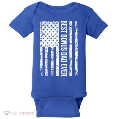 Best Bonus Dad Ever For Stepdad American Flag Dad Funny Gift Baby Bodysuit