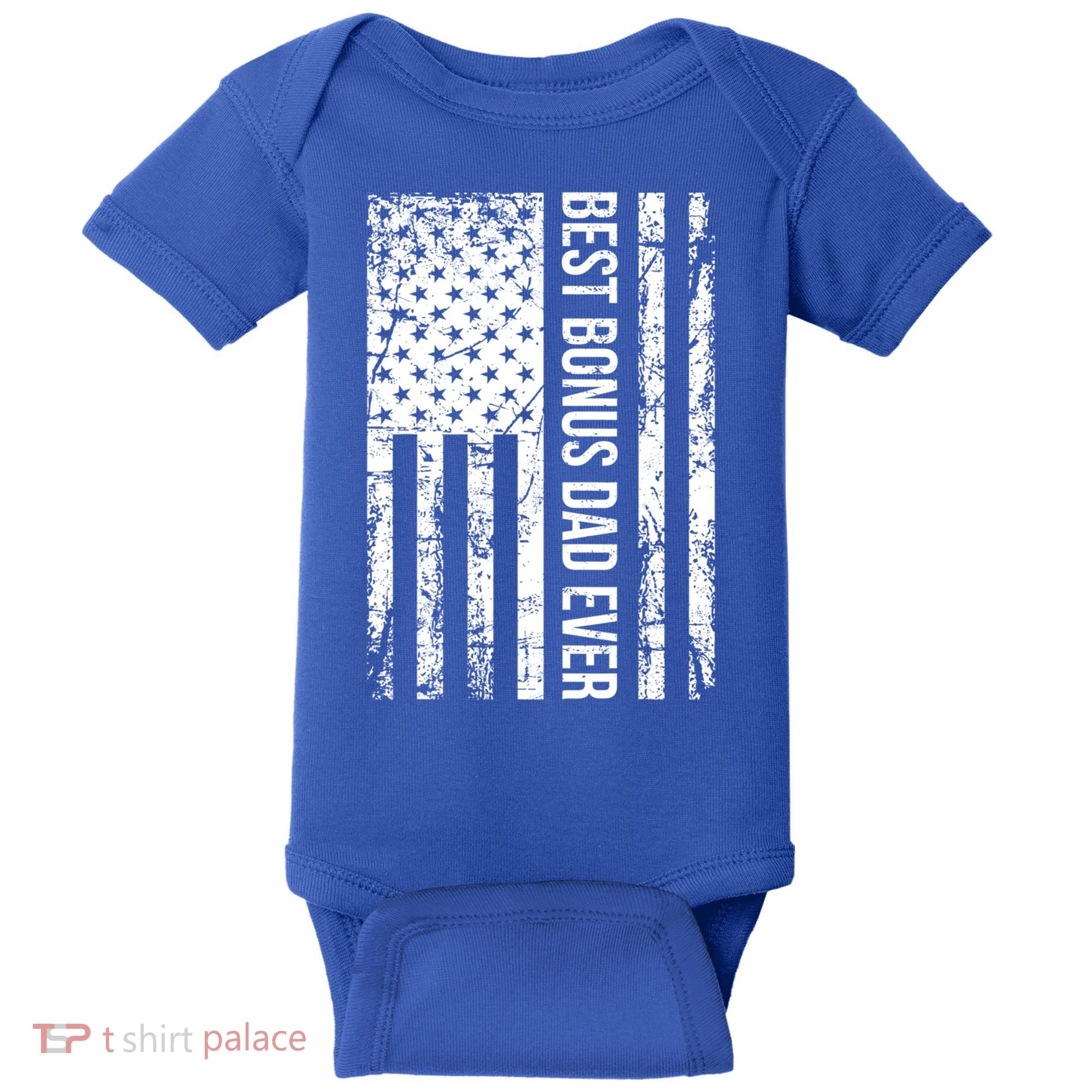 Best Bonus Dad Ever For Stepdad American Flag Dad Funny Gift Baby Bodysuit