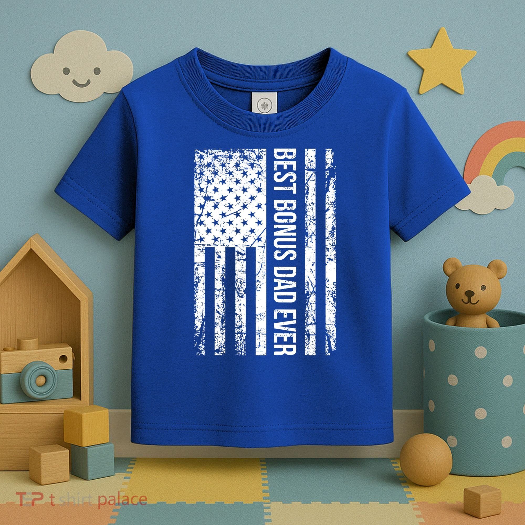 Best Bonus Dad Ever For Stepdad American Flag Dad Funny Gift Toddler T-Shirt