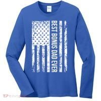 Best Bonus Dad Ever For Stepdad American Flag Dad Funny Gift Women's Long Sleeve Shirt thumb 0