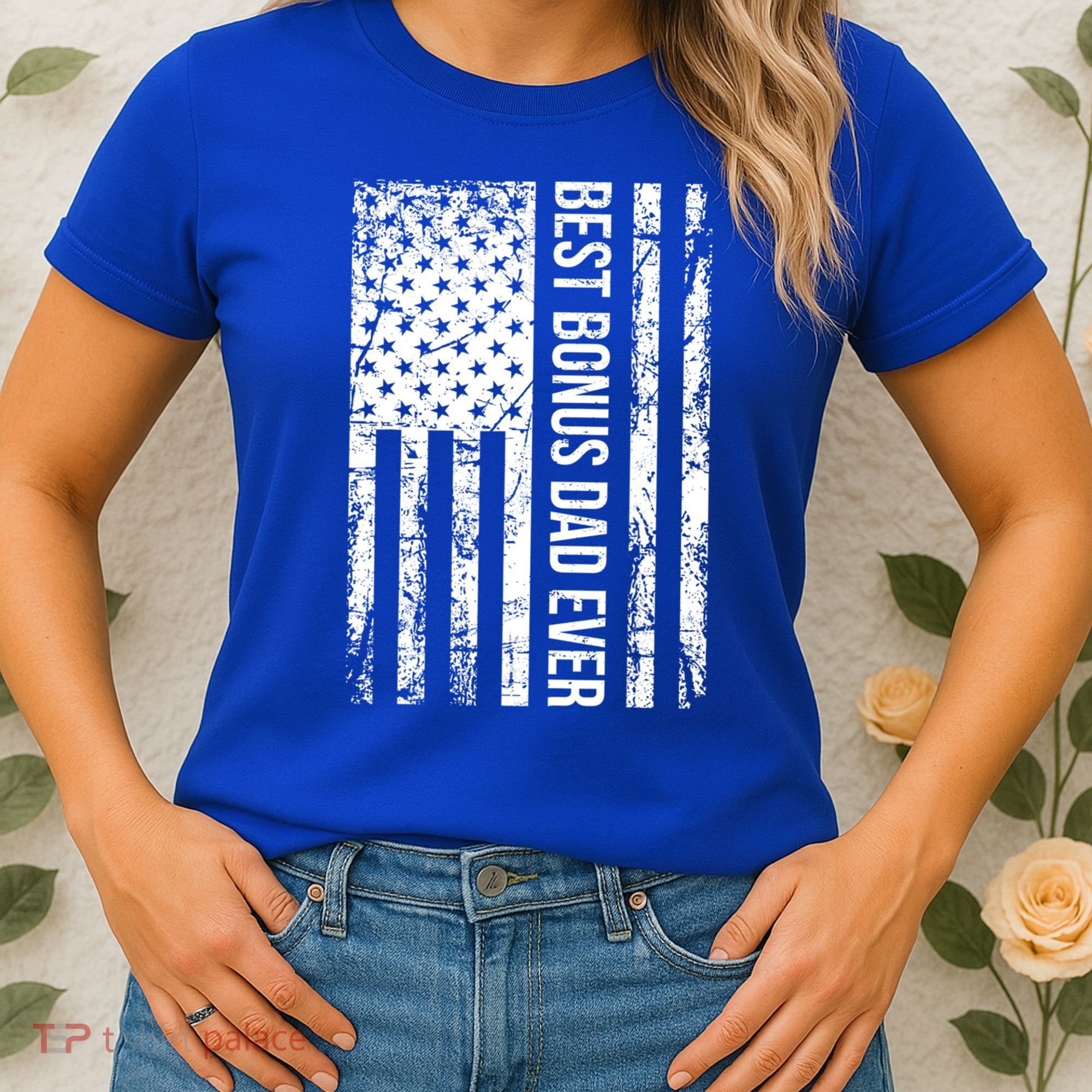 Best Bonus Dad Ever For Stepdad American Flag Dad Funny Gift Women's T-Shirt