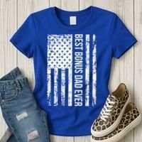 Best Bonus Dad Ever For Stepdad American Flag Dad Funny Gift Women's T-Shirt thumb 3