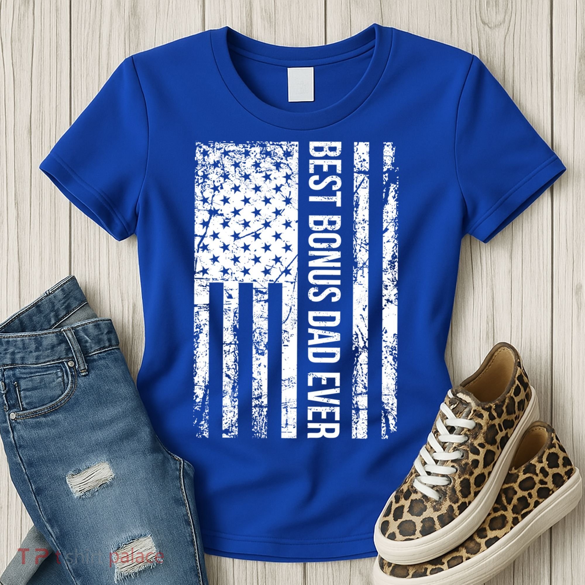 Best Bonus Dad Ever For Stepdad American Flag Dad Funny Gift Women's T-Shirt
