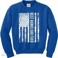 Best Bonus Dad Ever For Stepdad American Flag Dad Funny Gift Kids Sweatshirt thumb 0