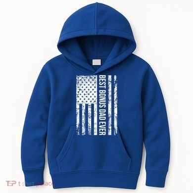 Best Bonus Dad Ever For Stepdad American Flag Dad Funny Gift Kids Hoodie