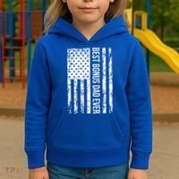 Best Bonus Dad Ever For Stepdad American Flag Dad Funny Gift Kids Hoodie thumb 3