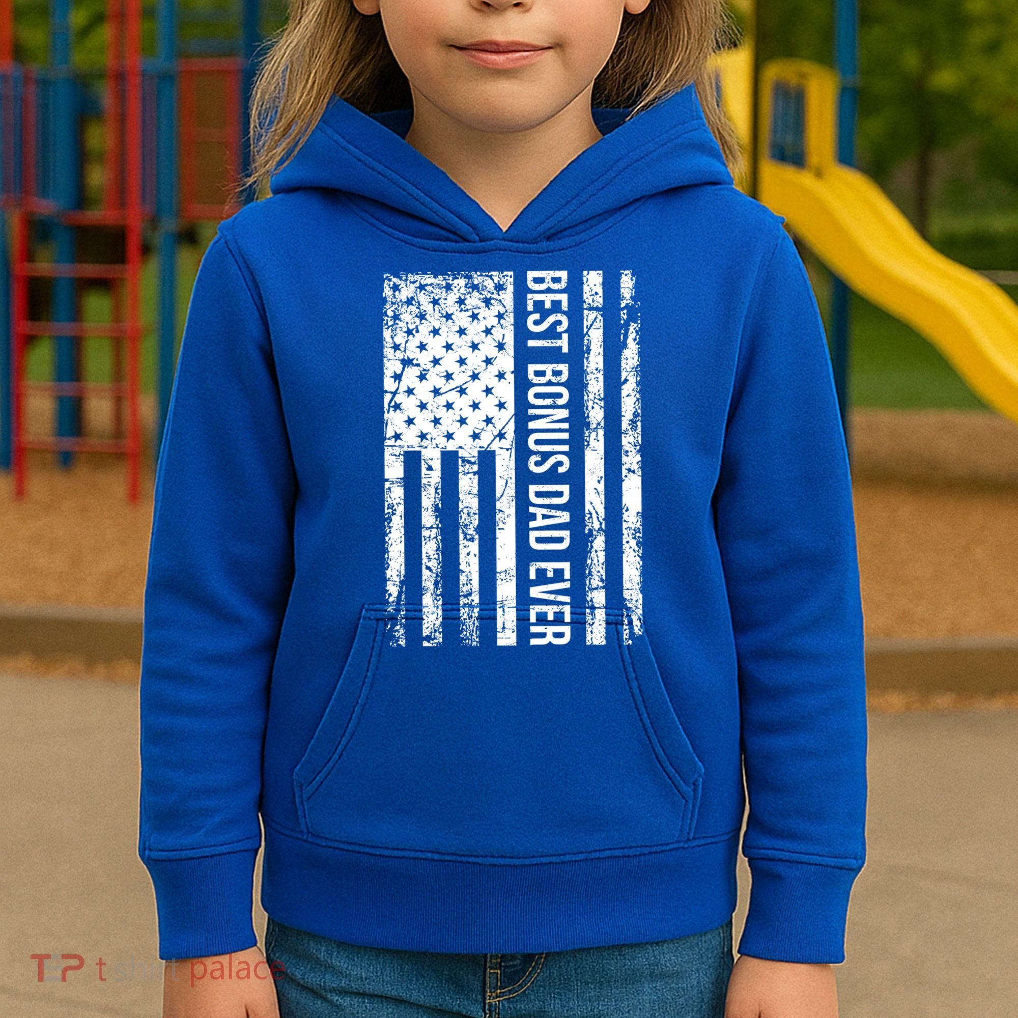 Best Bonus Dad Ever For Stepdad American Flag Dad Funny Gift Kids Hoodie