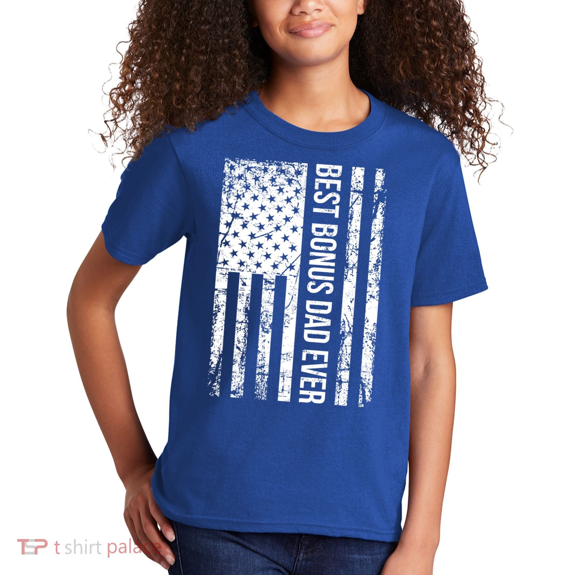 Best Bonus Dad Ever For Stepdad American Flag Dad Funny Gift Kids T-Shirt