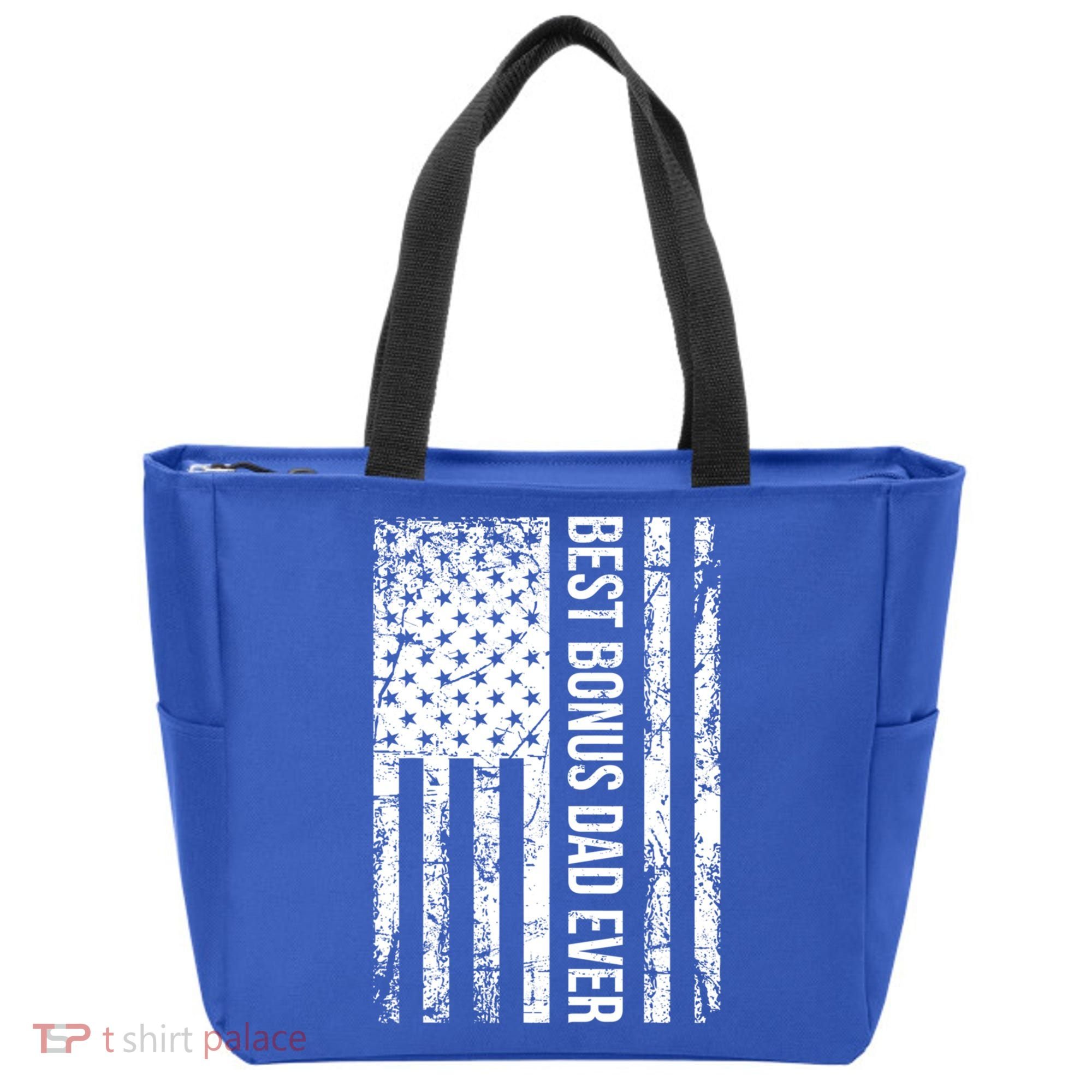 Best Bonus Dad Ever For Stepdad American Flag Dad Funny Gift Tote Bag