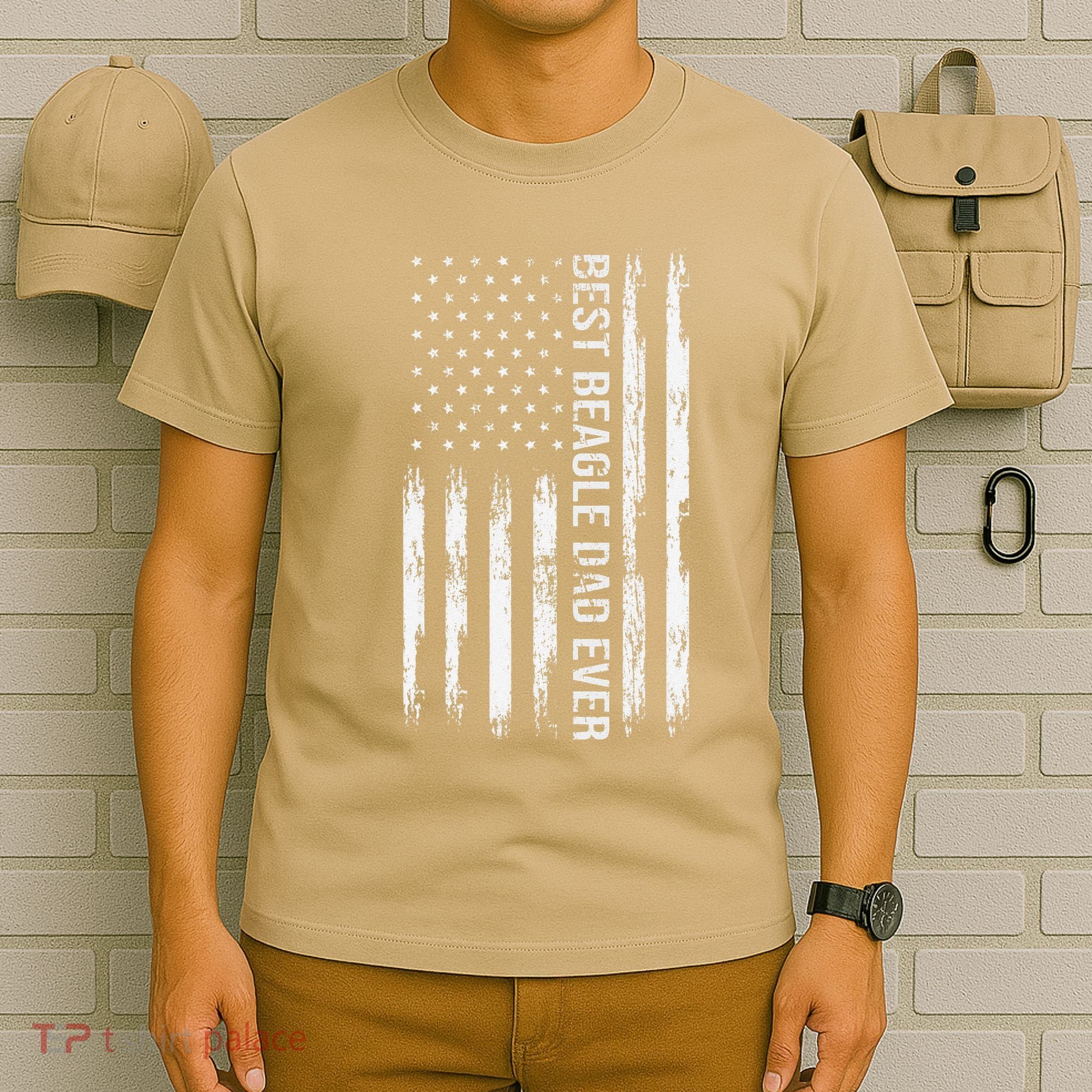 Best Beagle Dad Everdog Lover American Flag Patriotic T-Shirt