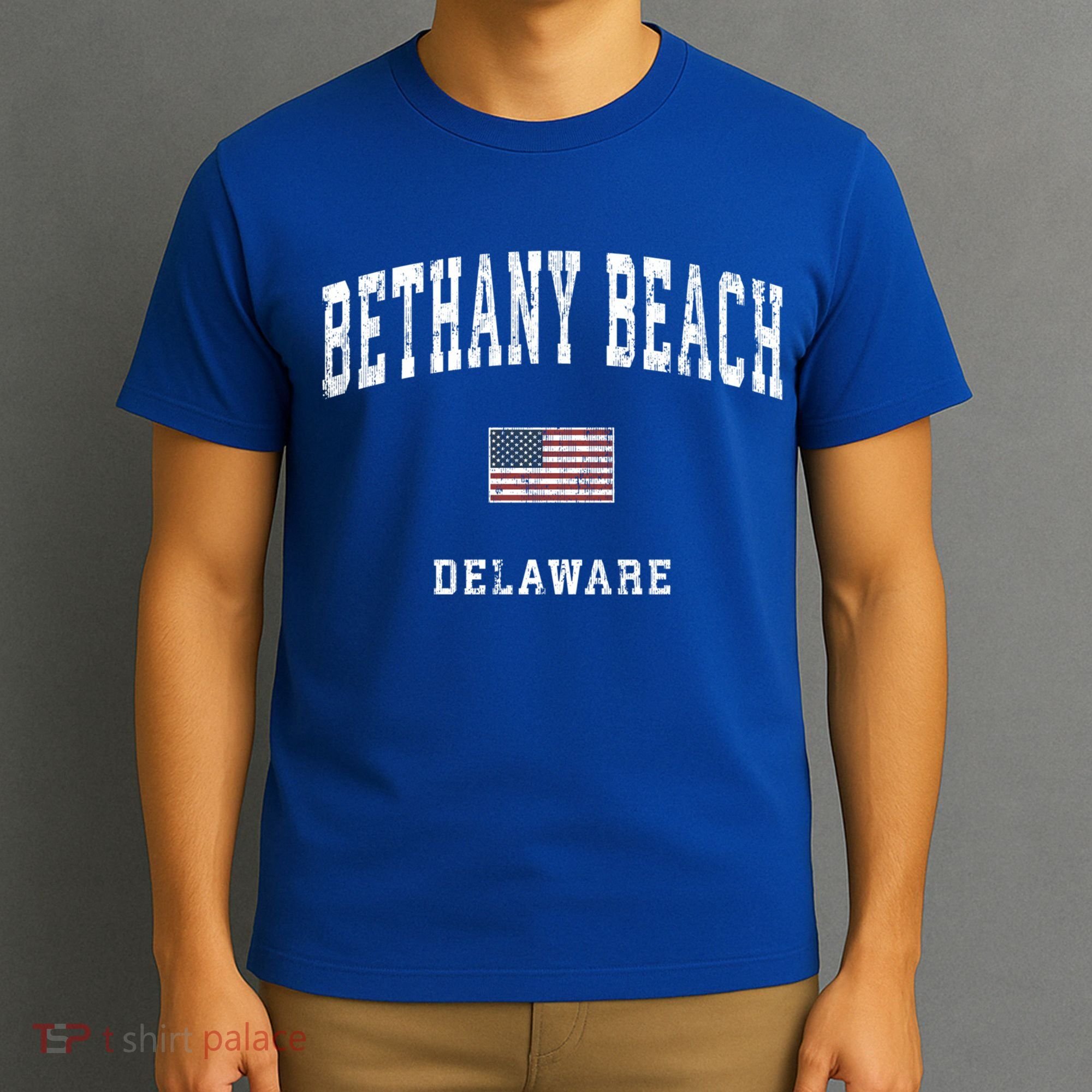 Bethany Beach Delaware De Vintage American Flag Sports Funny Gift T-Shirt