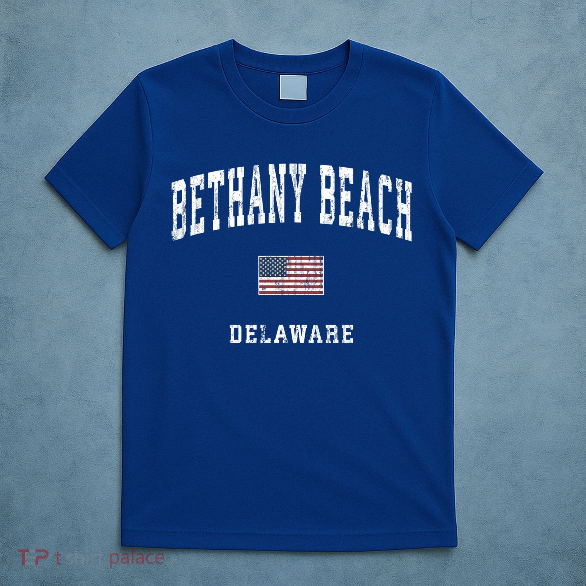Bethany Beach Delaware De Vintage American Flag Sports Funny Gift T-Shirt
