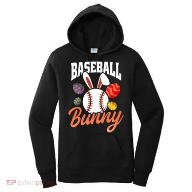 Baseball Bunny Design Easter Baseball Gift Women's Hoodie