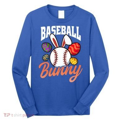 Baseball Bunny Design Easter Baseball Gift Long Sleeve Shirt