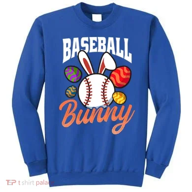 Baseball Bunny Design Easter Baseball Gift Sweatshirt