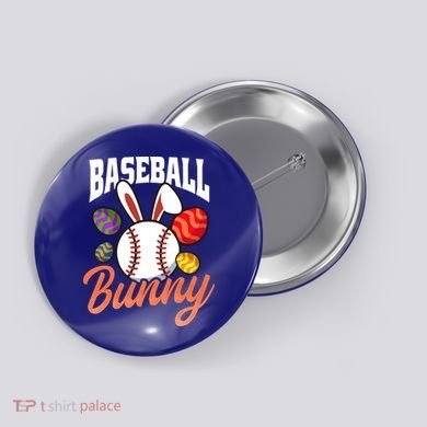 Baseball Bunny Design Easter Baseball Gift Button