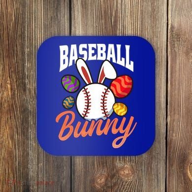 Baseball Bunny Design Easter Baseball Gift Coaster