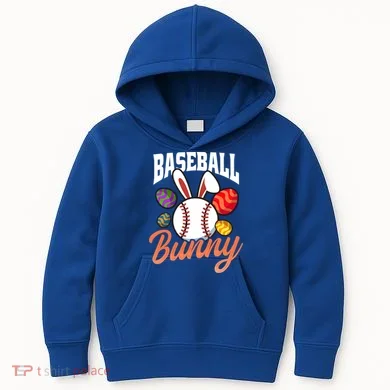Baseball Bunny Design Easter Baseball Gift Kids Hoodie