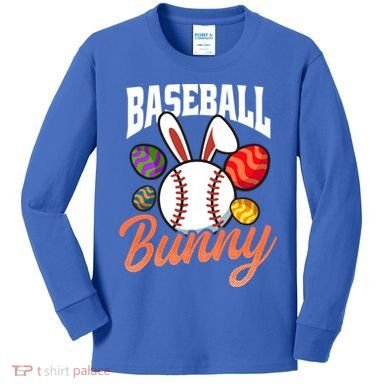 Baseball Bunny Design Easter Baseball Gift Kids Long Sleeve Shirt