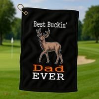 Best Buckin Dad Ever Gift Deer Hunting Funny Golf Towel thumb 1