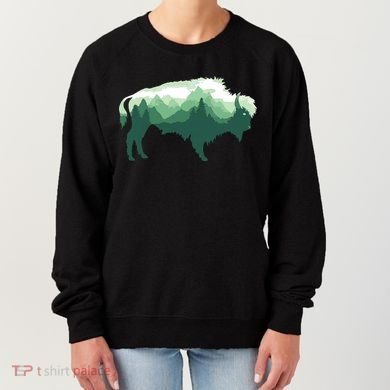 Bison Buffalo Double Exposure Surreal Wildlife Native Animal Women's Sweatshirt