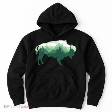 Bison Buffalo Double Exposure Surreal Wildlife Native Animal Hoodie