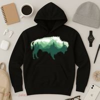 Bison Buffalo Double Exposure Surreal Wildlife Native Animal Hoodie thumb 3