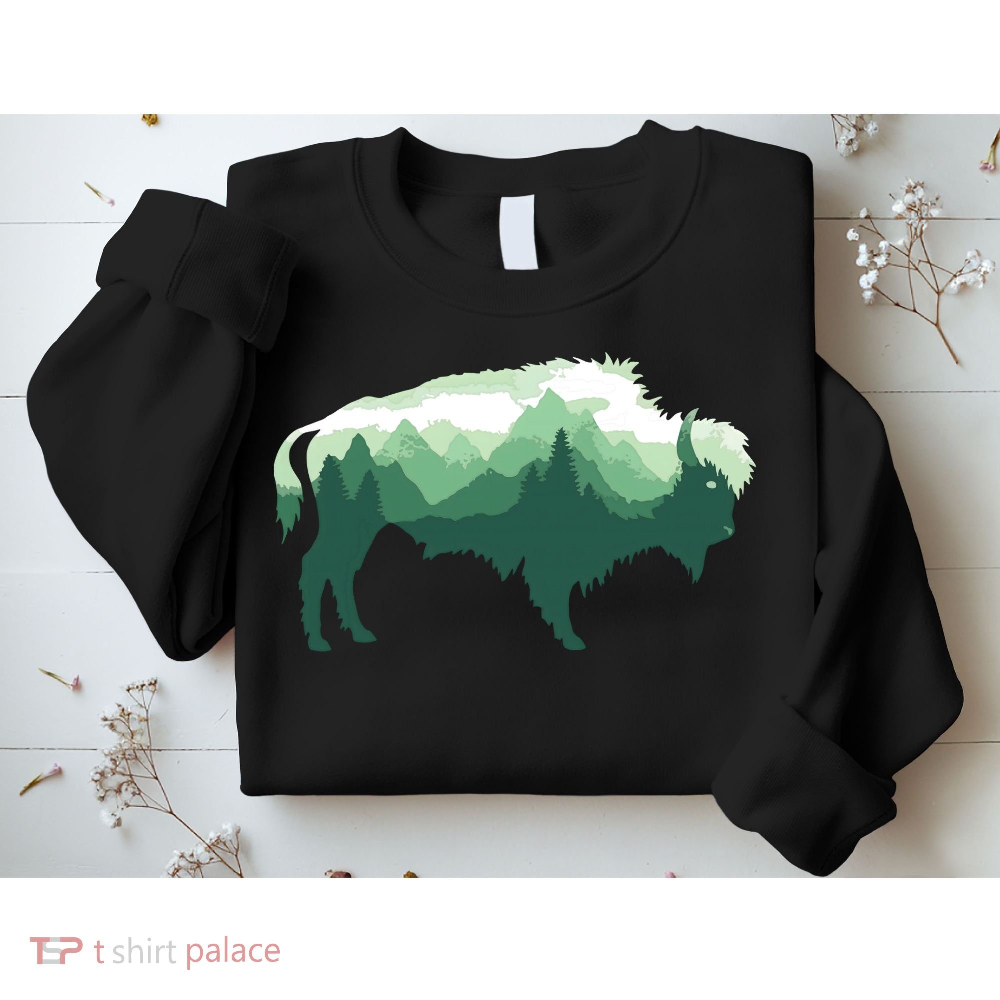 Bison Buffalo Double Exposure Surreal Wildlife Native Animal Sweatshirt