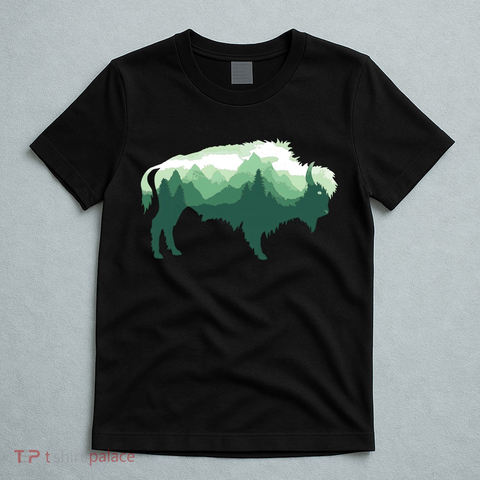 Bison Buffalo Double Exposure Surreal Wildlife Native Animal T-Shirt