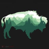 Bison Buffalo Double Exposure Surreal Wildlife Native Animal T-Shirt thumb 7
