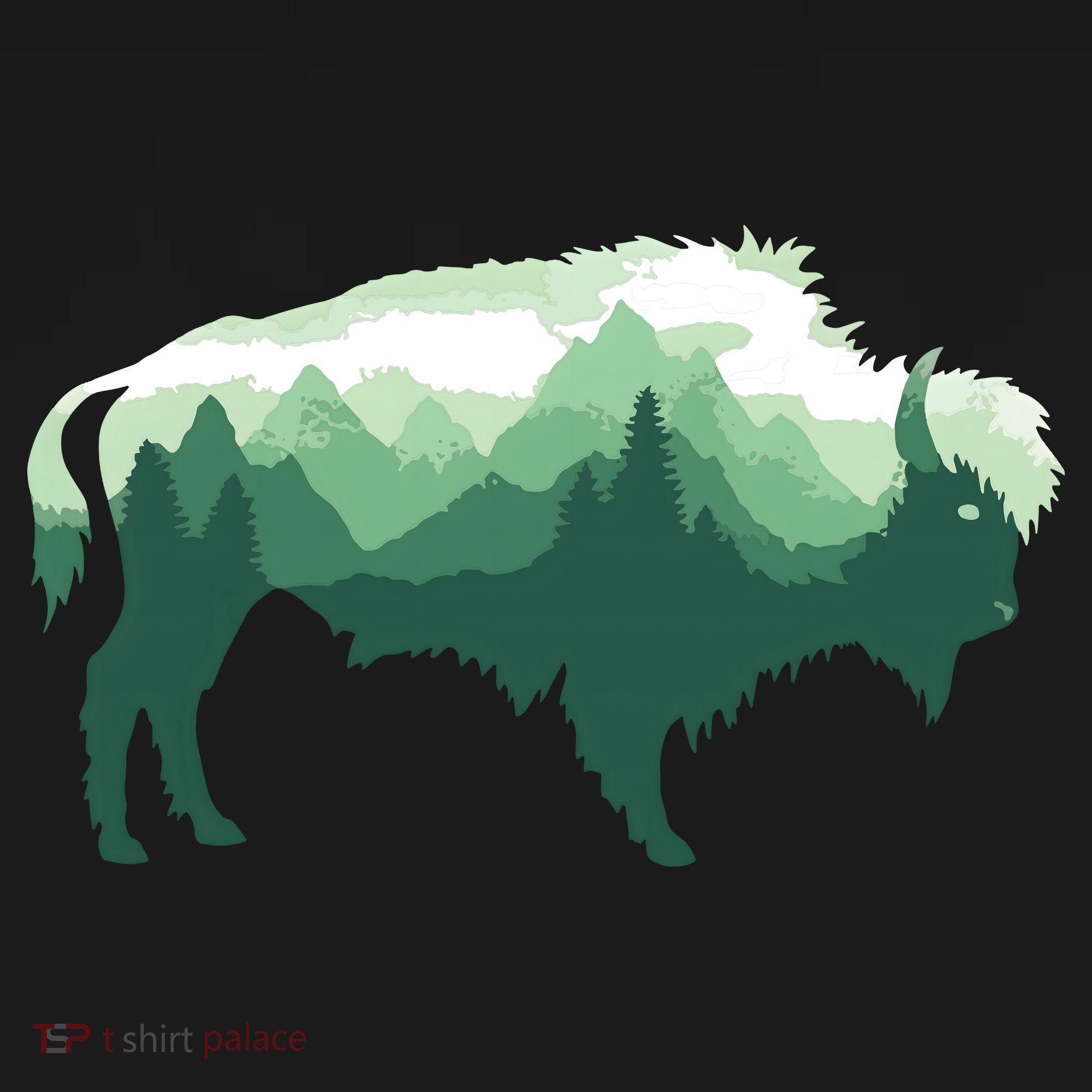 Bison Buffalo Double Exposure Surreal Wildlife Native Animal T-Shirt