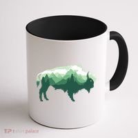Bison Buffalo Double Exposure Surreal Wildlife Native Animal Coffee Mug thumb 1