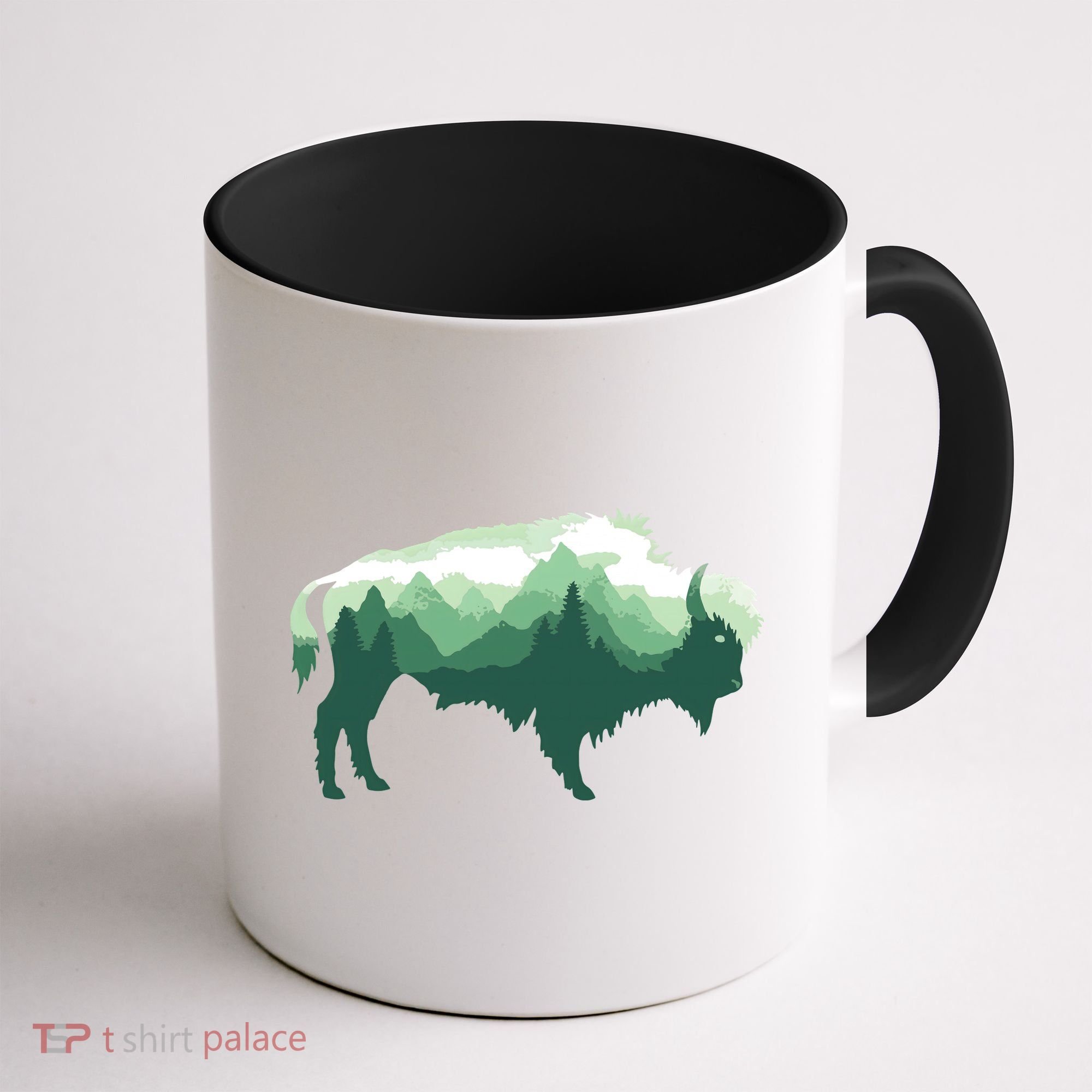 Bison Buffalo Double Exposure Surreal Wildlife Native Animal Coffee Mug
