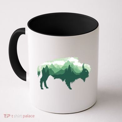 Bison Buffalo Double Exposure Surreal Wildlife Native Animal Coffee Mug